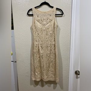 SUE WONG  Nocturne Hand Cream embroidered dress